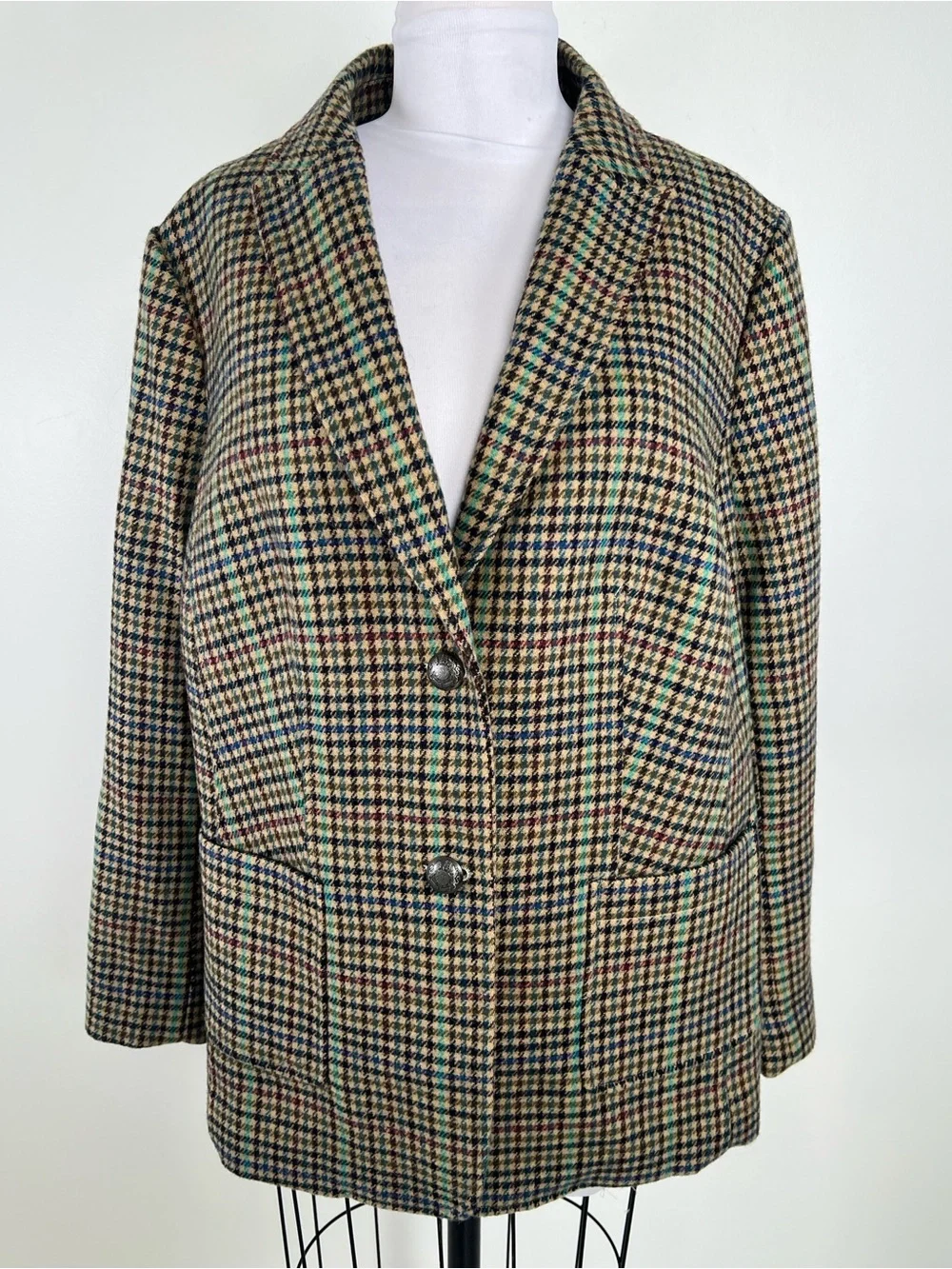 EUC! Talbots  Houndstooth Shetland Wool Blend Blazer Size 14W